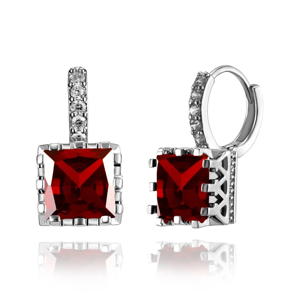 

Brincos Crystal Stud Earrings Fashion Sliver Color Square Zircon Pendant Pendiente Earrings For Women Geometric Long Earring