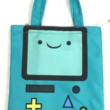 Настоящая, сумка на плечо на молнии Adventure Time, женская, ручная, эко, многоразовая, тканевая, для упаковки продуктов, перерабатываемая, сумки-тоут n