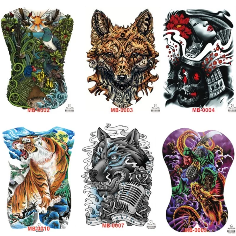 

Wholesale Fake Transfer Full Back Waterproof Removable Temporary tattoo MB 35*48cm Large Body Tattoo Onetime tatuajes 500pcs/lot