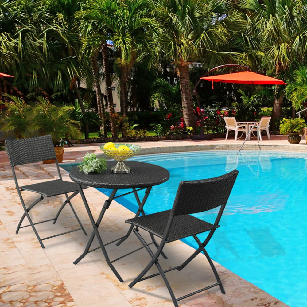 

3pcs/set Foldable Multiful Portable Chair Gradient Garden Rattan Coffee Table ChairFor Outdoor Activities Fishing Hiking Camping
