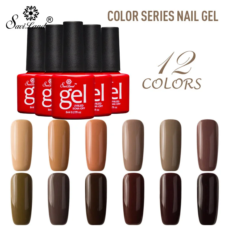 

Saviland Uv Led Nail Gel Varnish Long-Lasting Soak-off Gel Lacquer Brown Red Gray Series Colors Semi Permanent Gel Polish