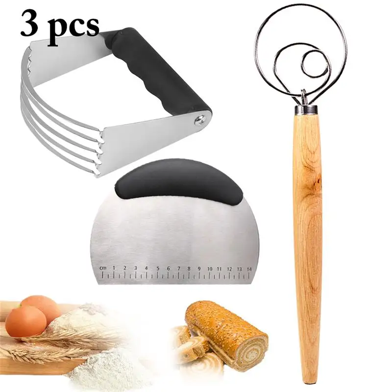 New Dough Blender Set Pastry Cutter Dough Whisk Dough Blender Stainless Steel Professional Pastry blender With Mixer Whisk Tool New Dough Blender Set Pastry Cutter Dough Whisk Dough Blender Stainless Steel Professional Pastry blender With Mixer Whisk Tool