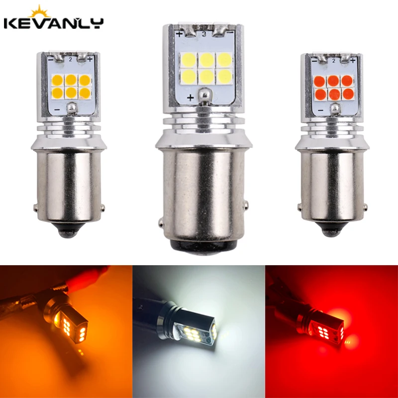 2шт P21W led BA15S PY21W BAY15D P21/5W 1157 1156 3030 15SMD сигнальный светильник заднего хода для
