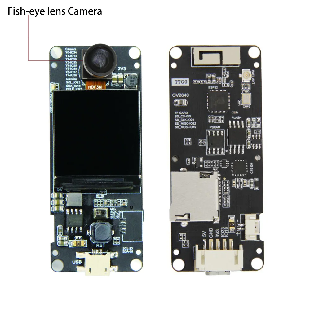 Fish-eye Camera TTGO T-camera Plus ESP32-DOWDQ6 8MB SPRAM 1,3 дюймов дисплей модуль камеры OV2640 - Цвет: Fish-eye Camera