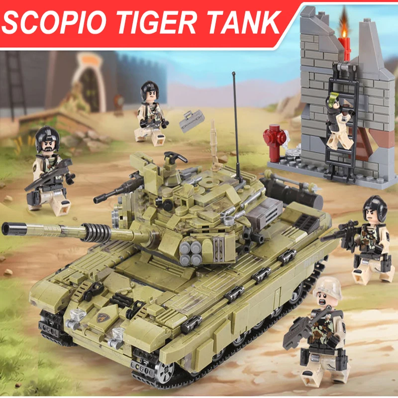 

Xingbao 06015 Military Series 1386Pcs Building Blocks Scopio Tiger Tank Building Bricks Toys Compatible With LegoINGlys Armry