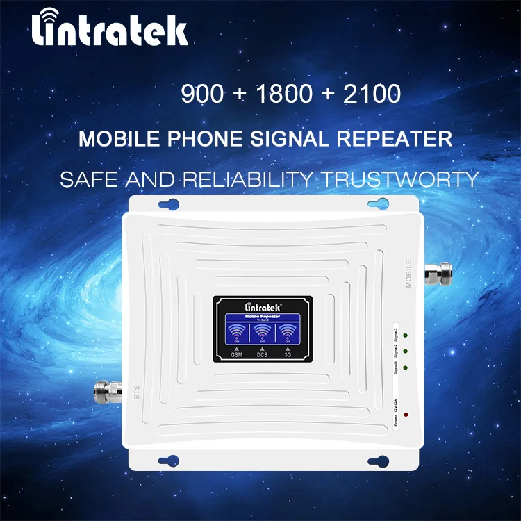 lintratek Tri Band Repeater 2G 3G 4G GSM 900mhz dcs 1800 WCDMA 2100MHz Усилитель Мобильный сотовый усилитель сигналов 900/1800/2100 4g усилитель сигнала репитер бустер репитер gsm интернет антена с усилителем усилитель