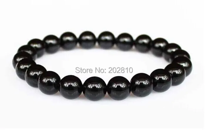 

{Fashion unisex 10MM Black 22pcs round bead pearls bracelet & bangle fine quality lowest price