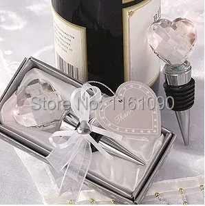 100 шт./лот кристалл в форме сердца Красное вино пробкой для оливкового масла с бутылкой для свадебные подарки для гостей