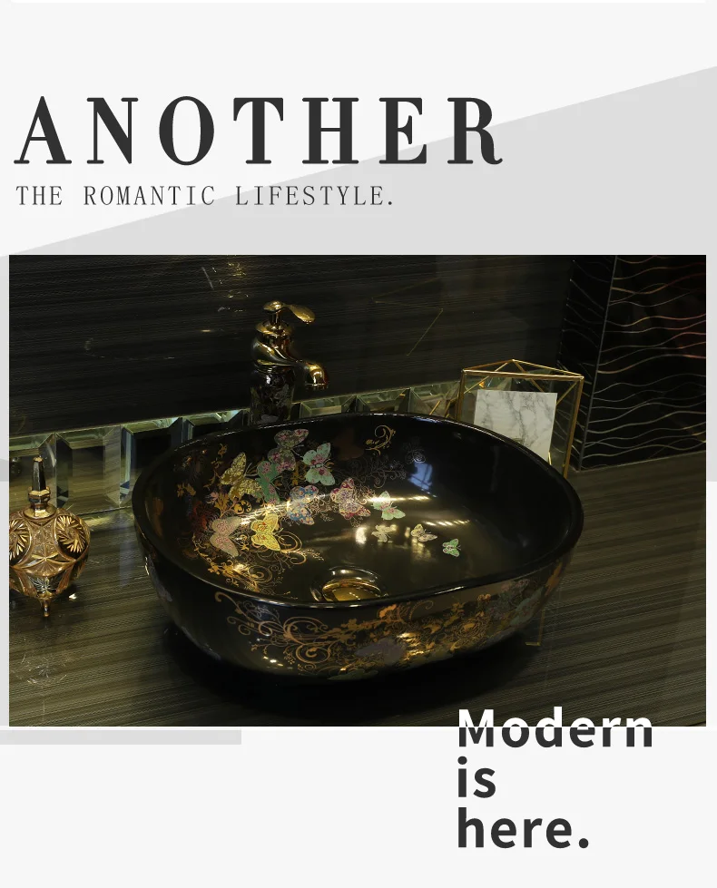 China Artistic Europe Style Counter Top porcelain wash basin bathroom sinks ceramic art bathroom sink  (7)