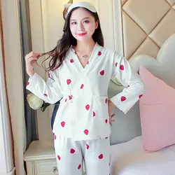 Плюс бархатные толстые теплые кимоно пижамные комплекты для Для женщин 2018 осень-зима молочного шелка с длинным рукавом пижамы домашней