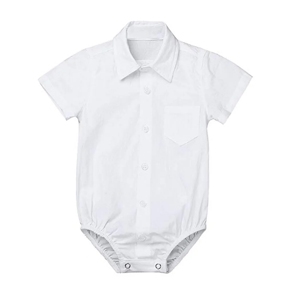 Новые летние модные для новорожденных мальчиков Формальные Рубашки джентльмен ползунки боди Свадебная вечеринка наряды Z5