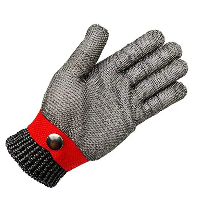 Синий, красный, безопасные, устойчивые к ногам перчатки из нержавеющей стали с металлической сеткой для мясника, высокая производительность, уровень защиты 5 - Цвет: Red
