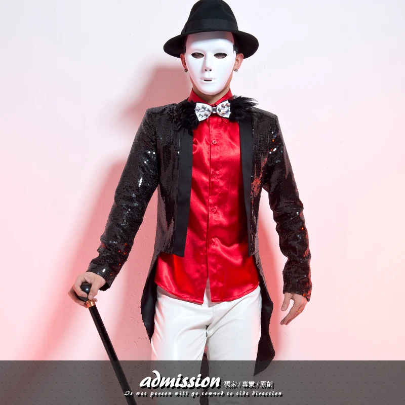 S 4XL!!! 2017,Male costume male paillette tuxedo outerwear male