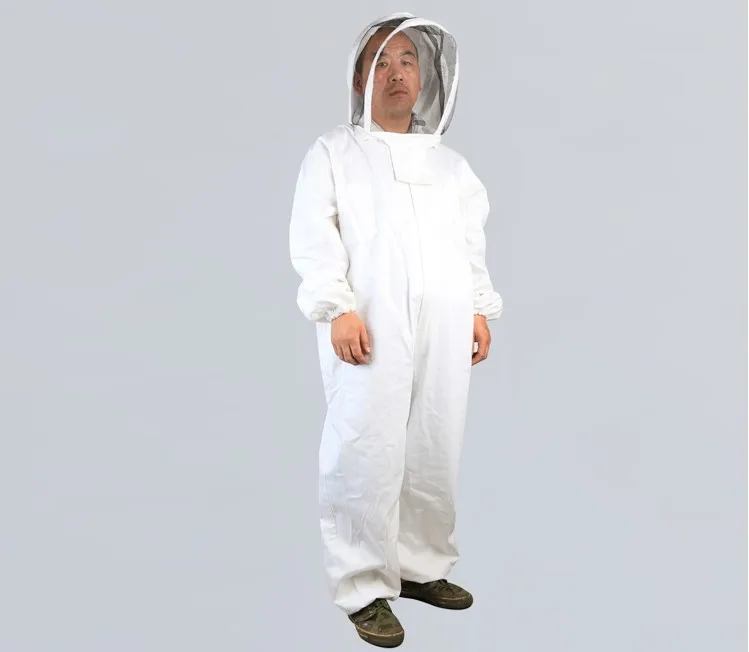 Инструменты для пчеловодства, противопчелиная одежда, хлопок, Экстра толстый, анти-улей, цельный космический костюм - Цвет: Белый
