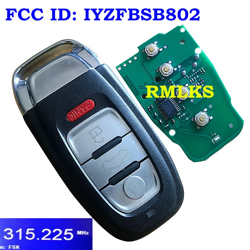 Смарт дистанционные брелки для ключей брелок 3+ 1 кнопка 315 МГц FCC ID: IYZFBSB802 Подходит для Audi A3 A4 A5 A6 A8 Quattro Q5 Q7 A6 A8