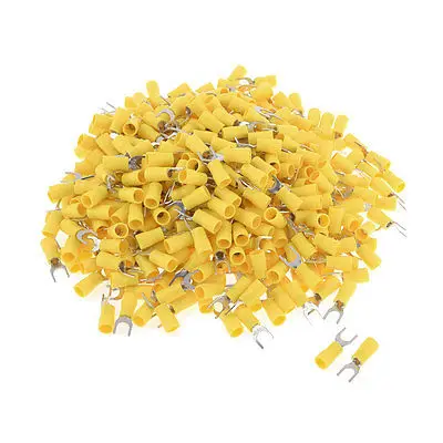 

500 x Yellow Pre Insulated Fork Terminal SV5.5-6S for 1/4" Stud AWG 12-10 Wire