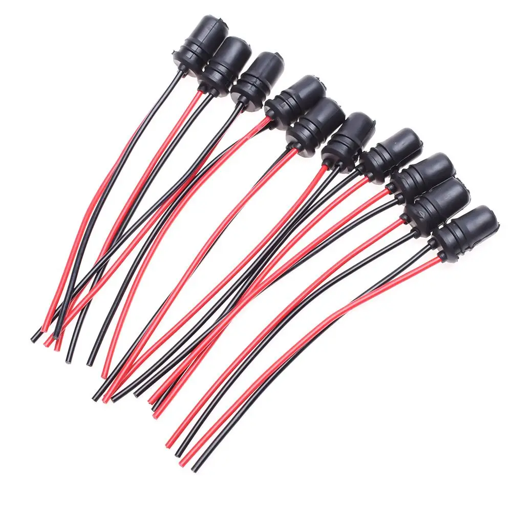 

10Pcs Rubber T10 W5W Car Auto Bike Light Bulb Round Socket Lamp Holder Base Connector