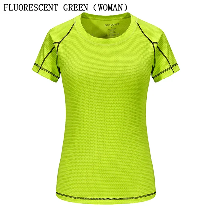 Новые летние парные модели, одноцветные быстросохнущие футболки с круглым вырезом, дышащие повседневные топы с коротким рукавом, футболки для фитнеса, эластичные футболки - Цвет: Woman-Green
