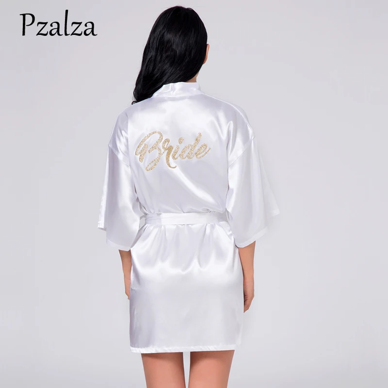 

Female Silk Bride Robes Wedding Makeup Kimono Bride Sleep Bath Robe Women Sleepwear Satin Bathing Robe White Pink Best Quqlity