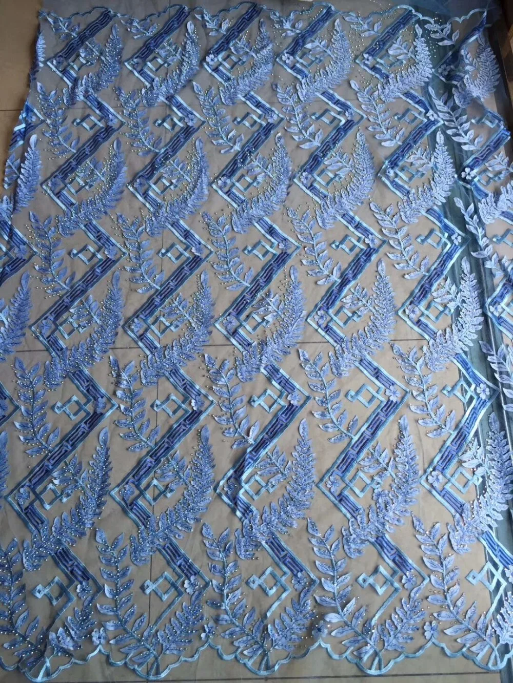 

High quality African French net lace fabric with sequins embroidery net lace fabric white for wedding dress
