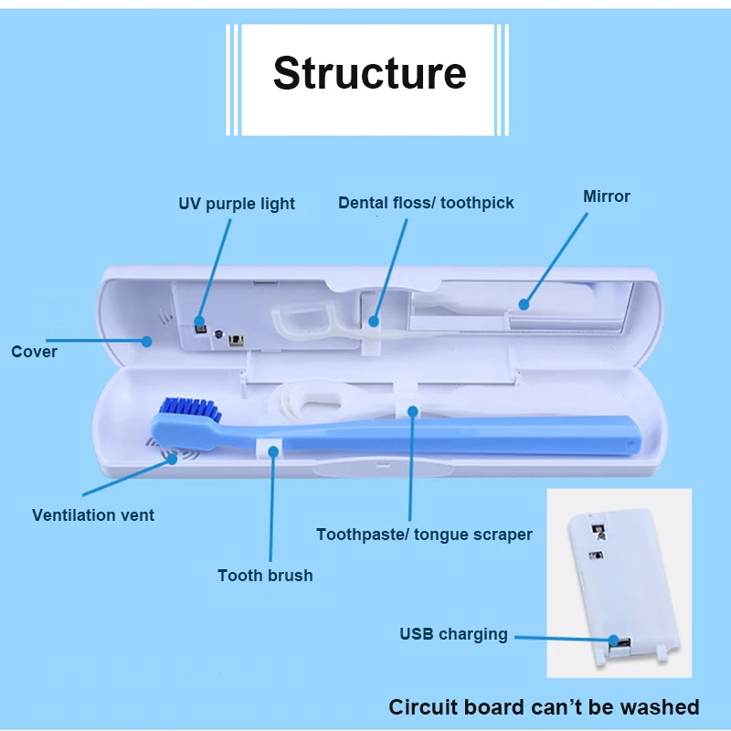 УФ стерилизатор портативный чехол для зубной щетки Солнечная USB электрическая зубная щетка коробка