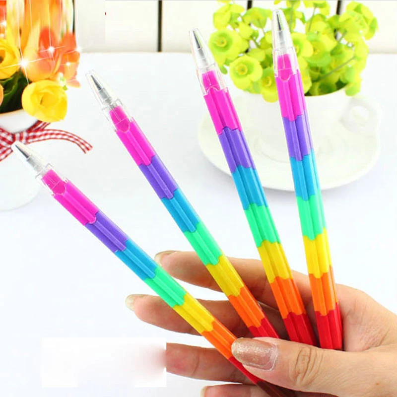 

4PCS / Lot Multifunction Building Block Pencil Colorful Stacker Swap 8 Color School Students Essential Supplies (1PC=8 Section)