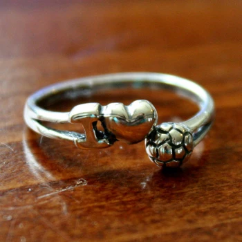 

Wholesale Soccer Ring Adjustable Sports Team I Love Football Player