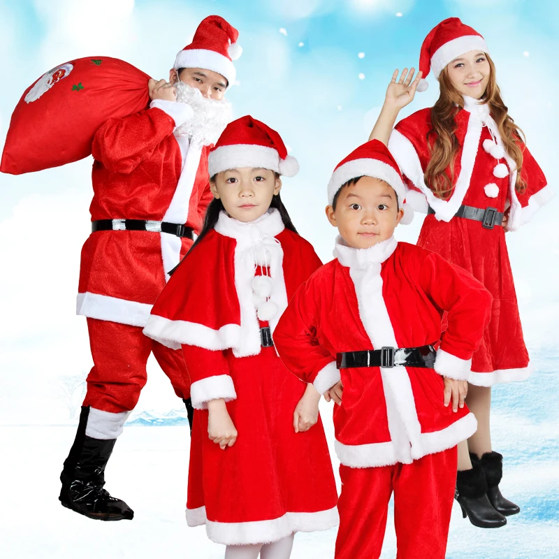 2018 Hot Sale 5 Pieces Christmas Santa Claus Costume mens ladys ...