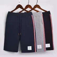 Модные брендовые мужские шорты кэжуал, женские летние хлопковые повседневные спортивные брюки, полосатый длина до колена, спортивные штаны