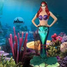 P145 юбка русалки с заниженной талией и зелеными пайетками костюм рыбий хвост walkable Ariel
