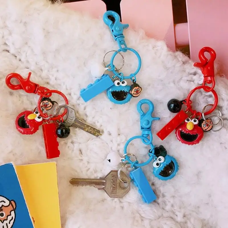 

1 Pc new Creative Sesame Street Keychain Cartoon Elmo keychain Car Purse Bag Pendant Figure toys for kids gift