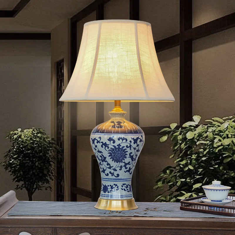 Bedroom vintage table lamp china living room Table Lamp for wedding decoration porcelain blue and white ceramic table lamp (4)