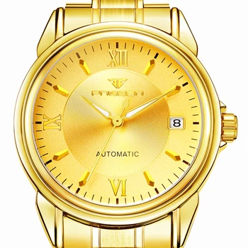 

FNGEEN Luxury Gold Watch Automatic Mechanical Movement Clock Business Men Wrist Watches Stainless Steel Man Calendar Tourbillon