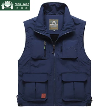 

High Quality Brand Vest Men Waistcoat Mesh Tactical Vest Multi-pockets Gilet Homme Plus Size M-4XL Men's Clothing Outwear Homme