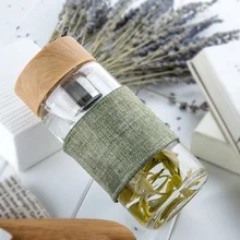 Стеклянная бутылка для воды с листьями, чайный инфузионный стакан, фильтр из нержавеющей стали, портативная питьевая вода для бутылок