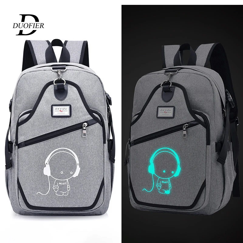 

Fashion Backpacks Student Luminous Animation School Bags For Boy Girl Teenager USB Charge Computer Anti-theft Laptop Back