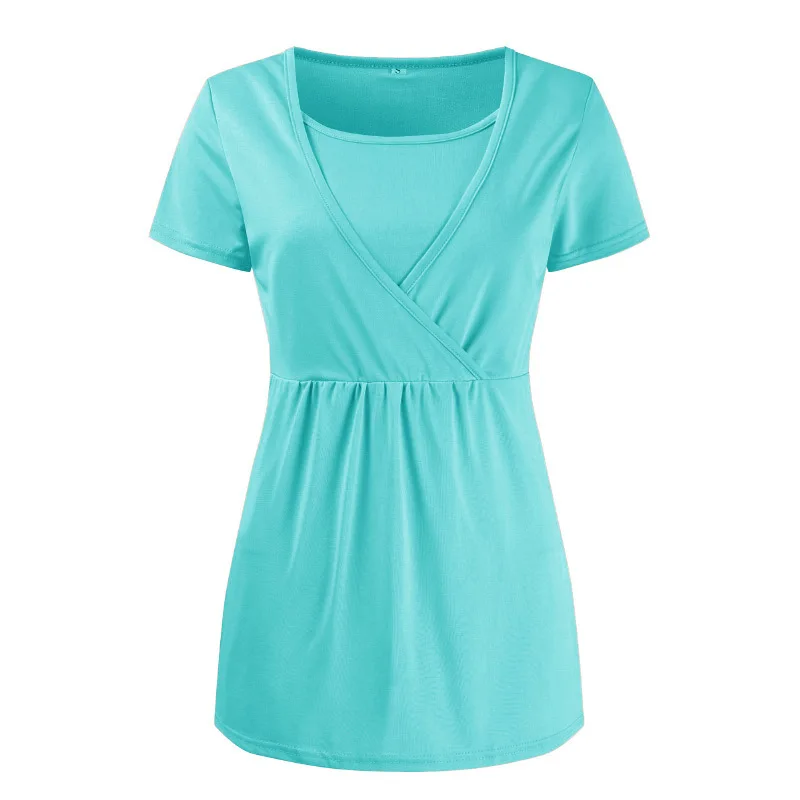 Loozykit Pregnancy Nursing Tops Short Sleeve Maternity Breastfeeding Tees Feeding T-shirts Clothes For Women Maternity Clothing