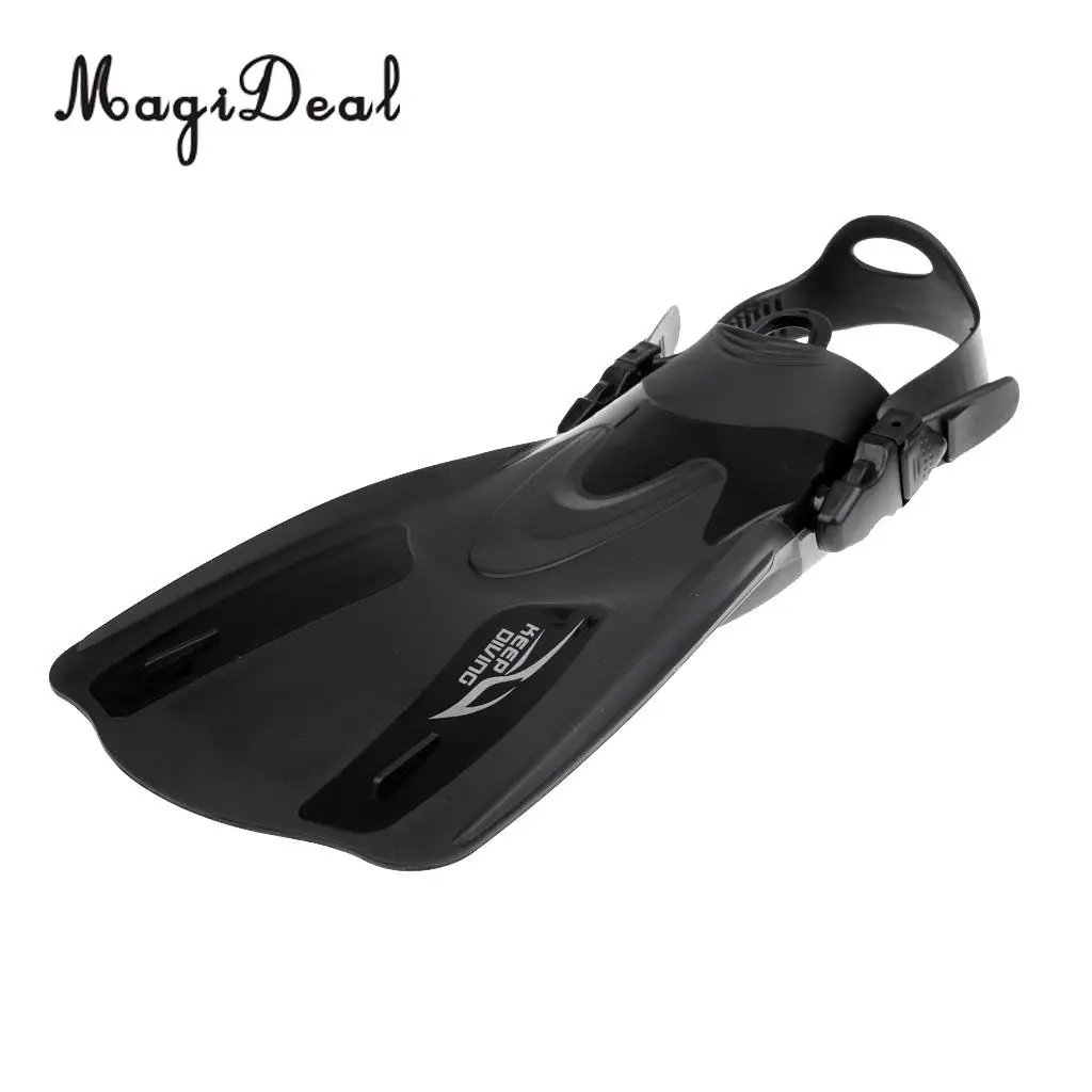 MagiDeal Swim Fins for Adult Adjustable Swimming Frog Shoes Rubber Professional Dive Team Open Diving Snorkeling Flippers Black