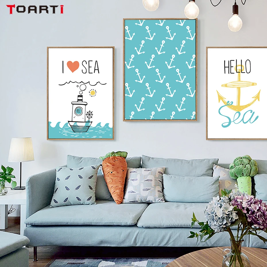Cartoon Anchor Ship Wall Art Painting  (5)