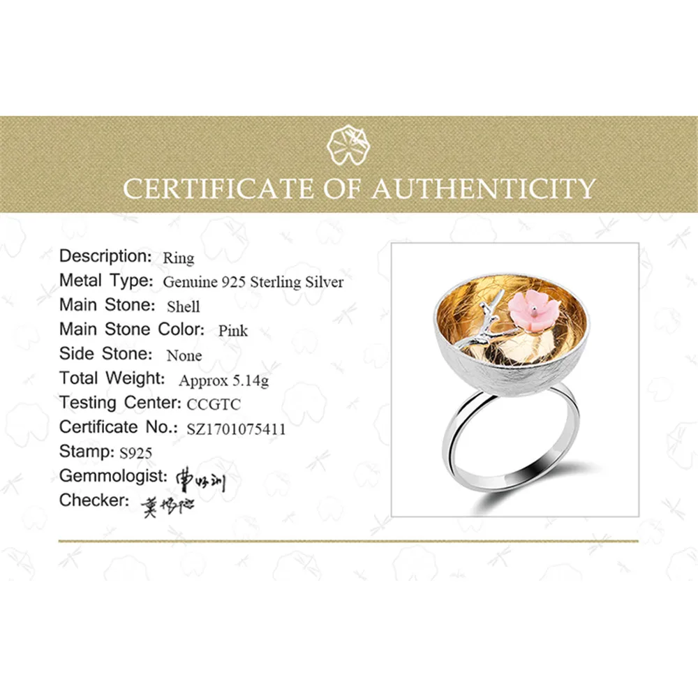Lotus Fun Real 925 Sterling Silver Natural Handmade Fine Jewelry Flower Ring The Aroma of Wintersweet Rings for Women Bijoux