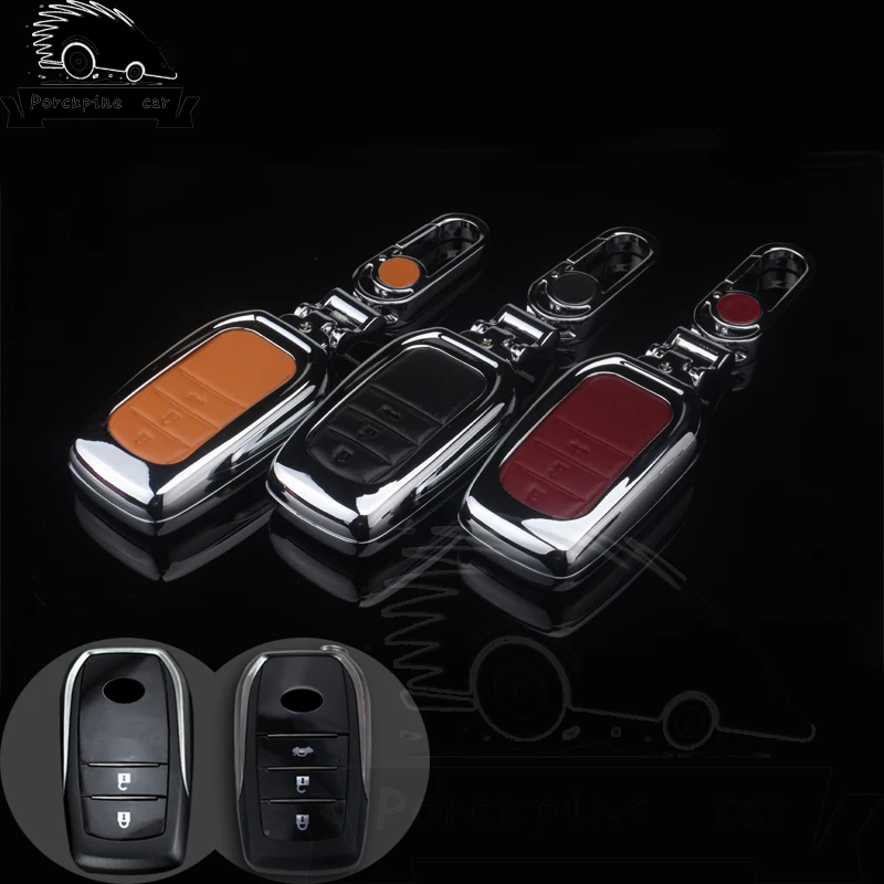

Remote Car Key Case Cover for Toyota Land Cruiser Chr C-hr 200 Auris Avensis Corolla Zinc alloy Leather 2&3 Key Case Buttons
