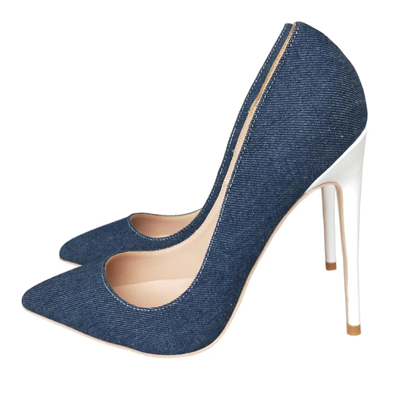denim high heel shoes