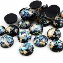 Новая мода 40 шт 12 мм черный цвет Встроенная металлическая фольга плоская задняя Смола Кабошоны Камея G5-35