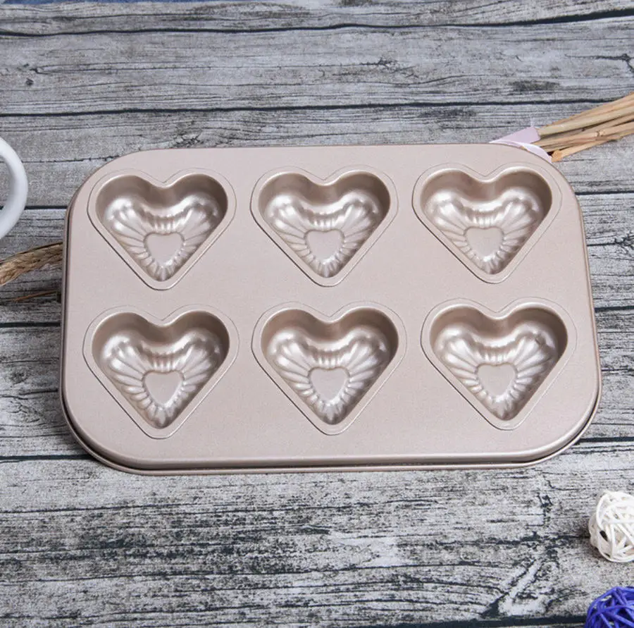 new arrive 6 hole cake mold heart shape ovenware baking pan baking tray