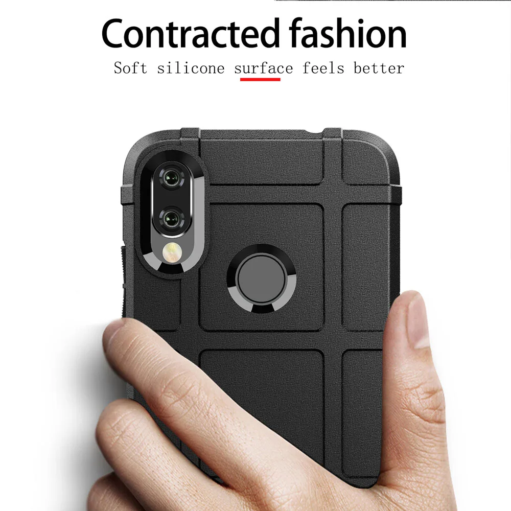 

Black Strong drop Phone Case for XiaoMi RedMi Note7 Anti-knock Protective Back Cover Shell For Note7 Outdoor Soft rubber Blue