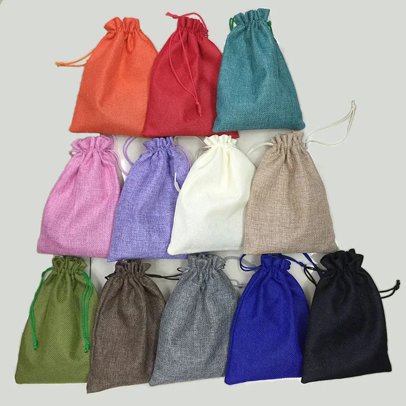 

7*9cm 50pcs/lot Handmade Jute Drawstring Burlap Wedding Party Christmas Gift Jewelry Pouches Packaging Bags