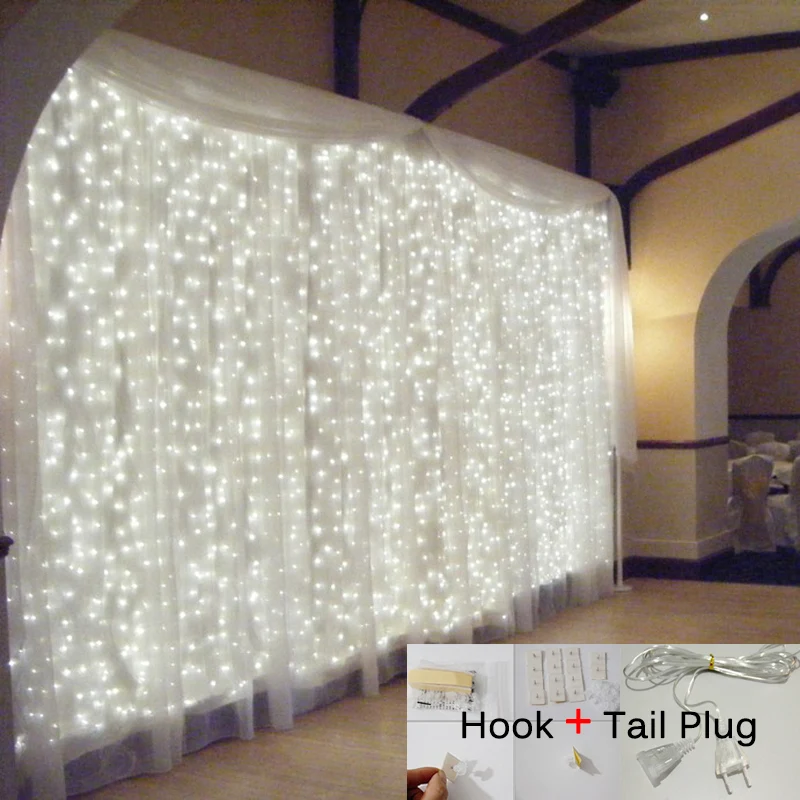 

3x3M 304 LED Fairy Light Christmas Garland LED Curtain Icicle String Lights Wedding Birthday Party Garden New Year Decoration