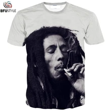 Bob Marley Футболка мужская Новая мода курить 3D печатных футболка Homme Повседневная футболка бренд плюс размер 5XL Прямая поставка