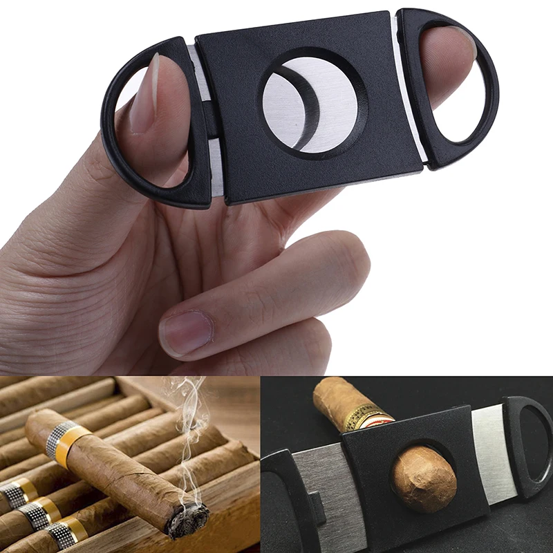 

stainless steel Cigar Accessories cutter double blades guillotine knife pocket scissors
