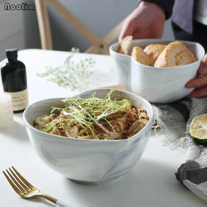 NOOLIM творческая личность Nordic Мрамор сердечко для огромного дома салатный суповой чаши Керамика лапши чашка, столовая посуда аксессуары